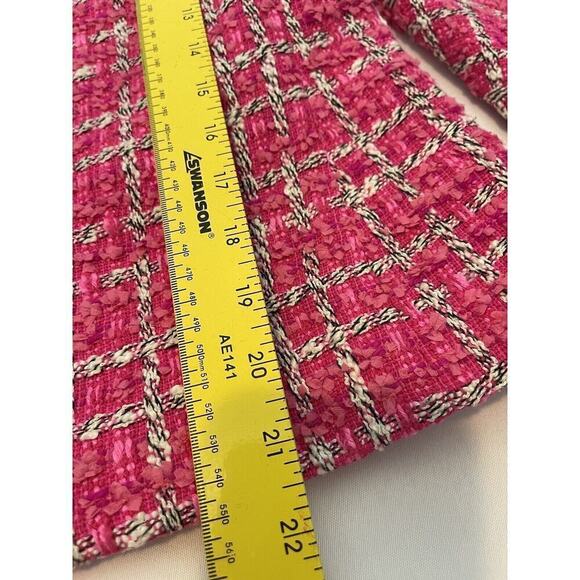 Doncaster Collection Hot Pink Tweed Black & White Weave Blazer Jacket Size 2 - Picture 9 of 11